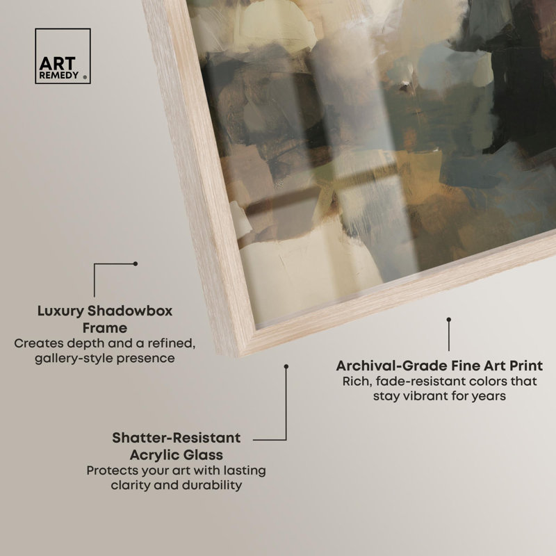 «Mute Tones III Boho Art Shadowbox» par Art Remedy, H 21 po x l 17 po, Crème