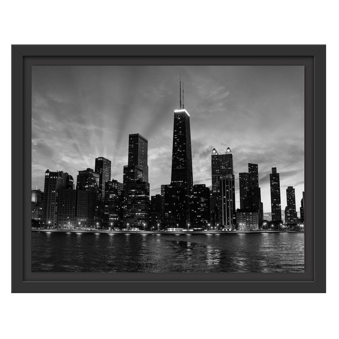 Gerahmtes Wandbild Chicago-Wolkenkratzer-Silhouette