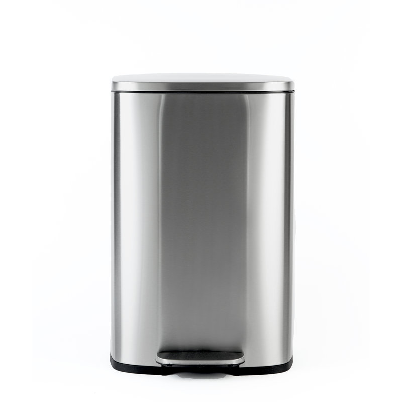 Poubelle à pédale rectangulaire en acier inoxydable 13 gallons avec couvercle à fermeture en douceur 13 gallons