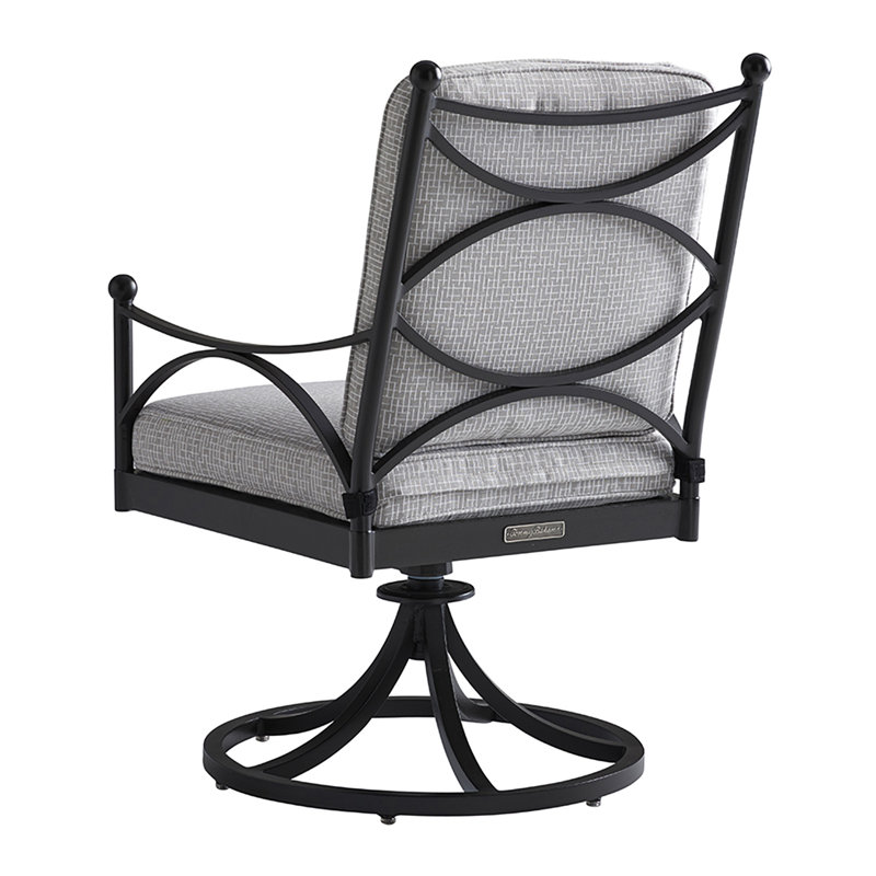 Transitional Graphite Aluminum Dining Arm Chair with Cushions