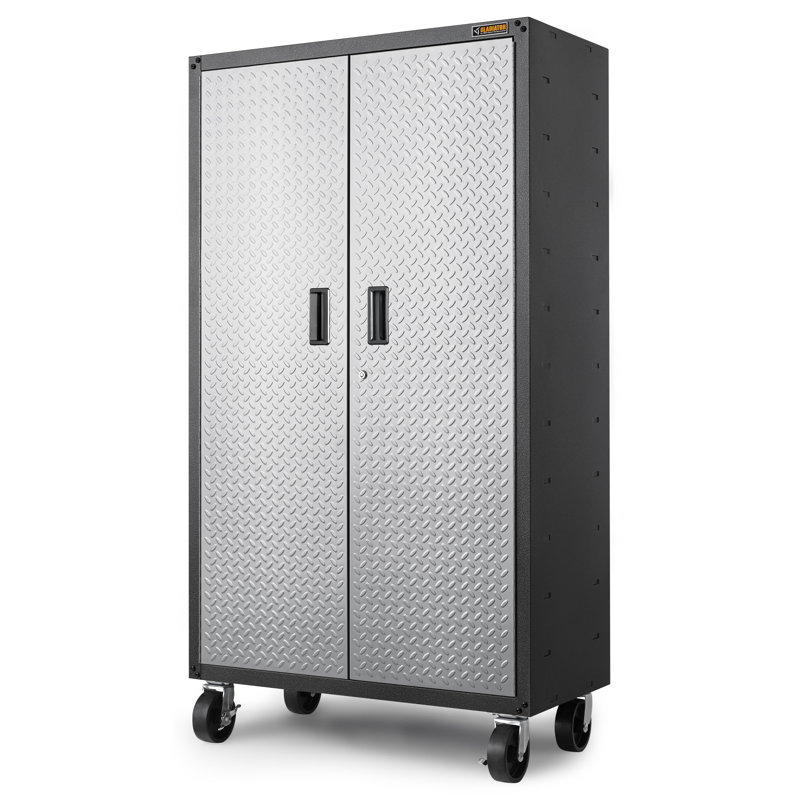 Ready-To-Assemble Mobile Storage Cabinet, Silver