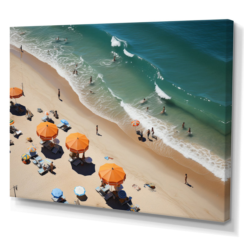 «Beach Umbrella Aérienne vue I», reproduction sur toile, H 34 po x l 44 po x P 1,5 po, Toile tendue