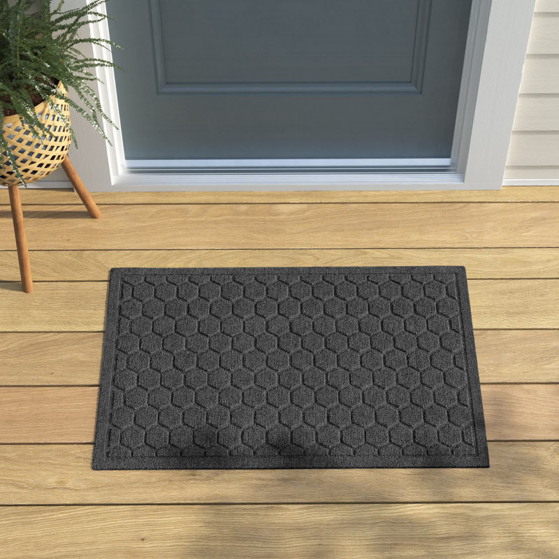 WaterHog Honeycomb 23 in. x 35 in. Indoor Outdoor Doormat, Charcoal
