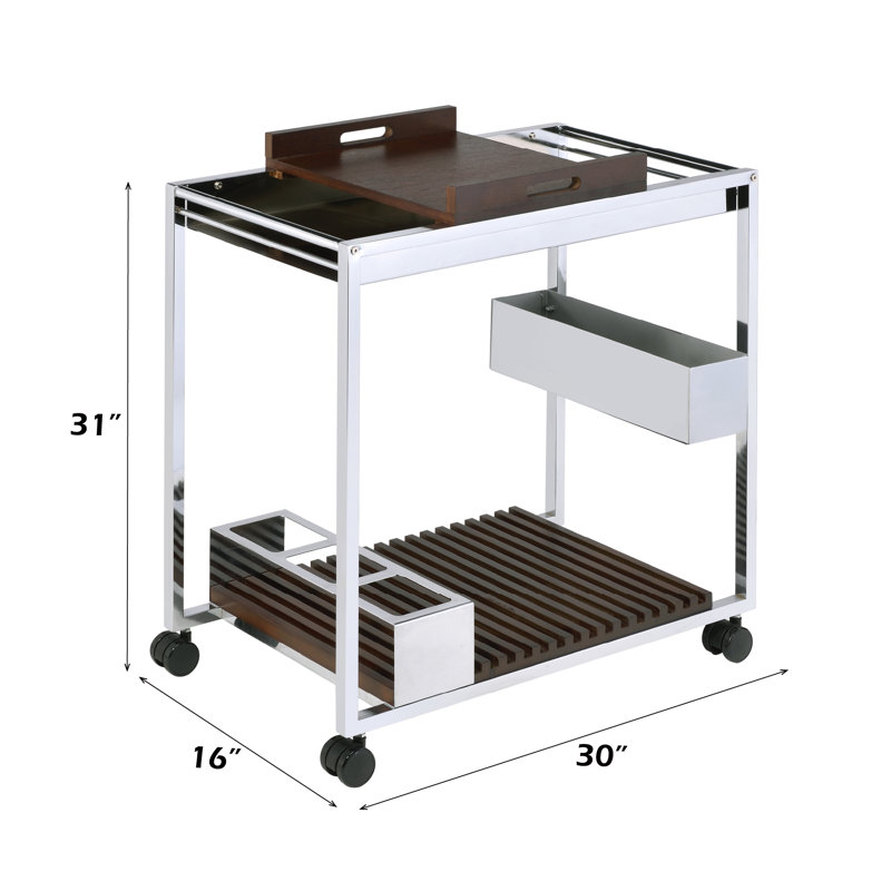 Myersville Rectangular Bar Cart in Chrome