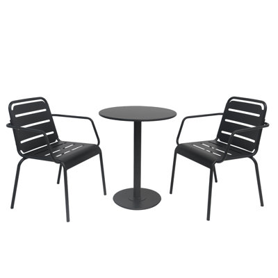 Dalmore 3-Piece Modern French Bistro Outdoor Patio Set with Iron Frame