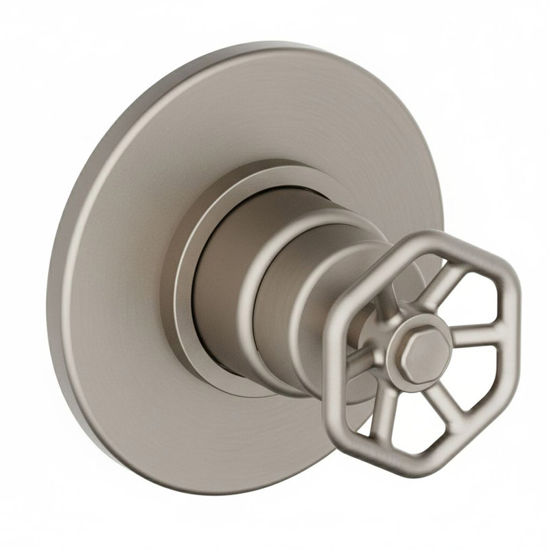 Ensemble de garniture de robinet de douche à 3 poignées avec poignée à roue Lucia nickel brossé (valve incluse)