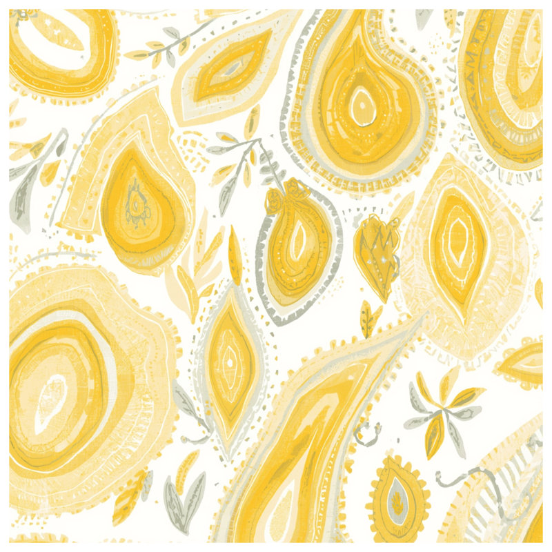 Toile tendue à motif cachemire jaune en plusieurs tailles, 20 po x 24 po