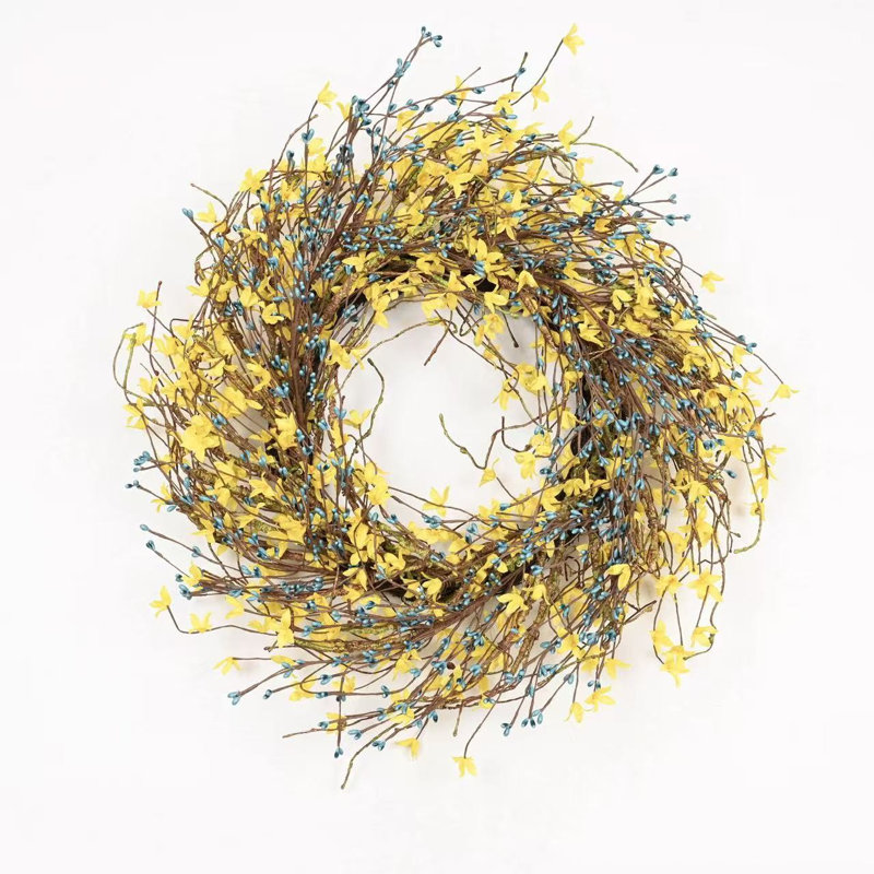 Couronne de porte 24 po, Bleu / Vert