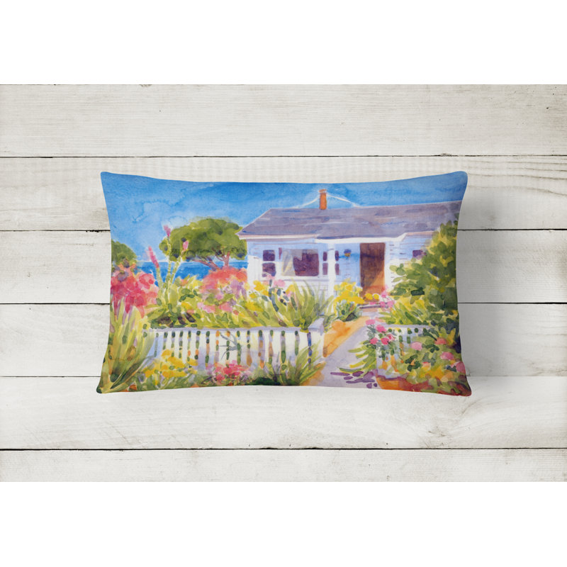 Seaside Beach Floral Outdoor Reversible Throw Pillow