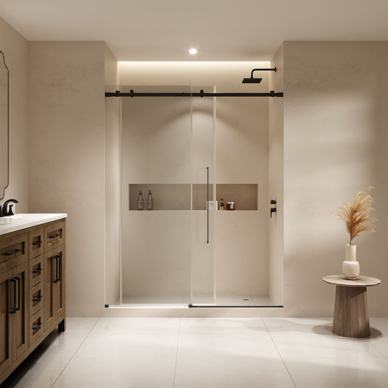 Selby Porte de douche coulissante sans cadre H - noir, Noir
