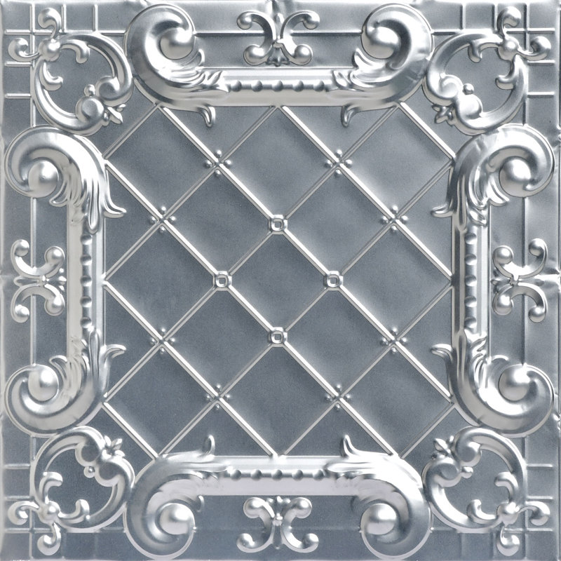 Tuile de plafond suspendue en étain 2 pi x 2 pi Romeo, Romeo, Acier laqué