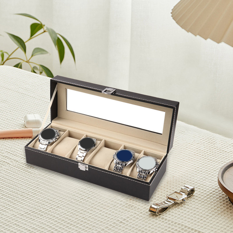 Watch Box with Glass Cover Spacious Interior Soft Lining Waterproof Compact Size Portable Watch Box