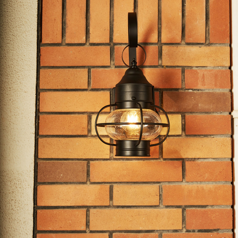 Cioffi Lantern shape Black Metal Wall Light, 11" H x  7.21" W x 8.34" D, Matte Black