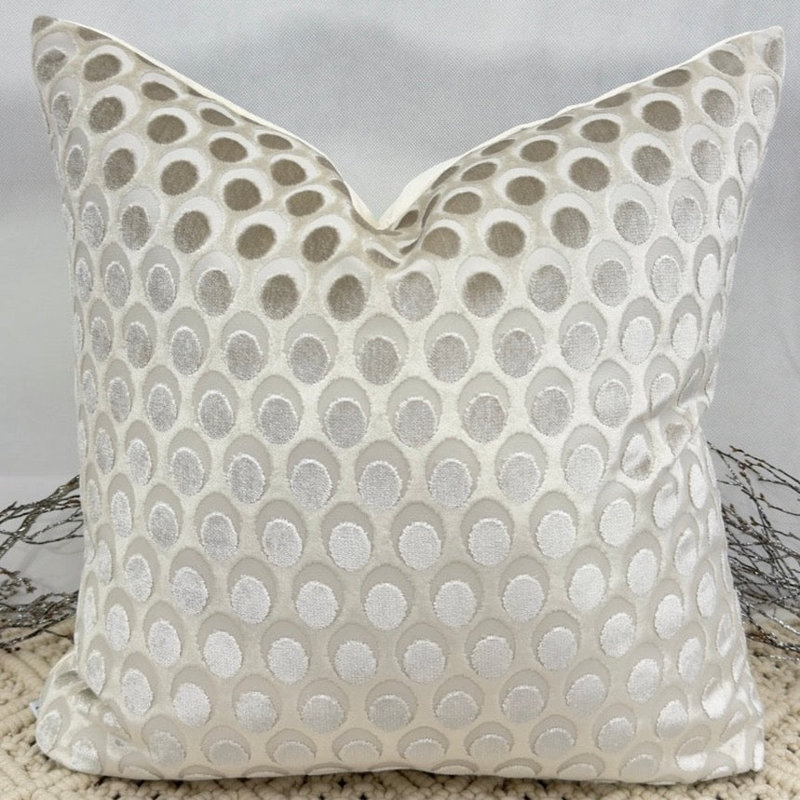 Abstract Silver Square Cushion Cover, Ivory