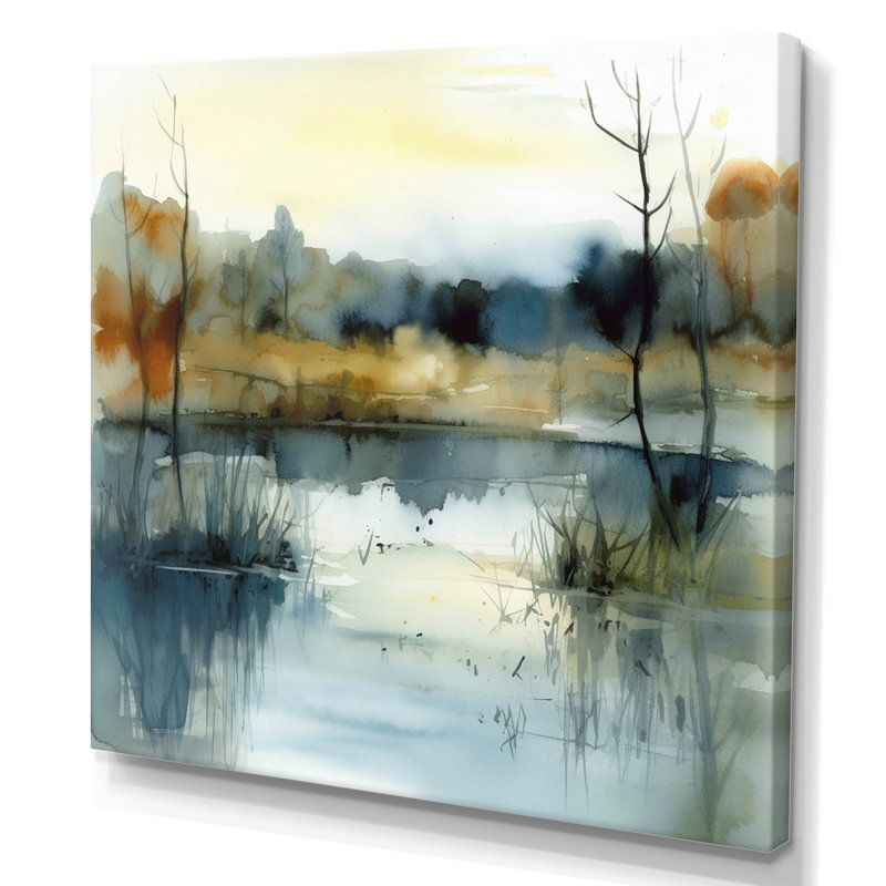 Illustration de paysage de lac d'été VI - impressions encadrées de lac, Toile tendue, H 36 po x l 36 po x P 1,5 po