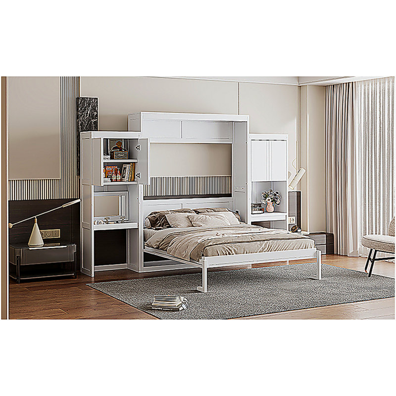 Lit superposé avec bureau, coiffeuse et armoire