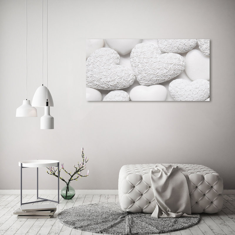 White Background With Hearts - Wrapped Canvas Print
