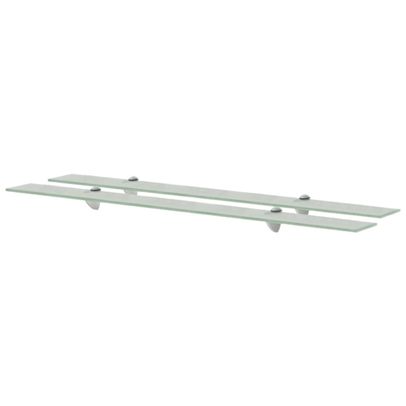 2 Piece Glass Floating Shelf, 0.8cm H x 100cm W x 10cm D, Frosted