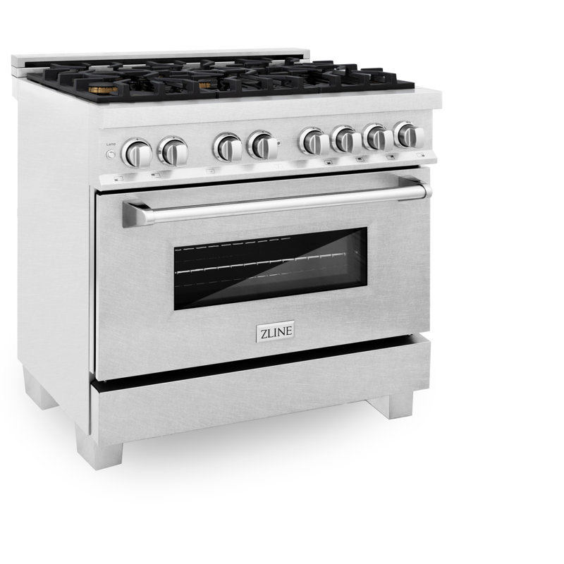ZLINE 36" Legacy Dual Fuel Range, Brass Burners Satin Stainless Steel