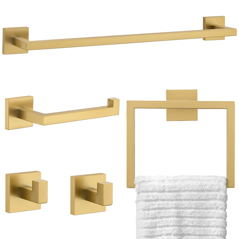 5 - Piece Bathroom Hardware Set, Brushed Gold