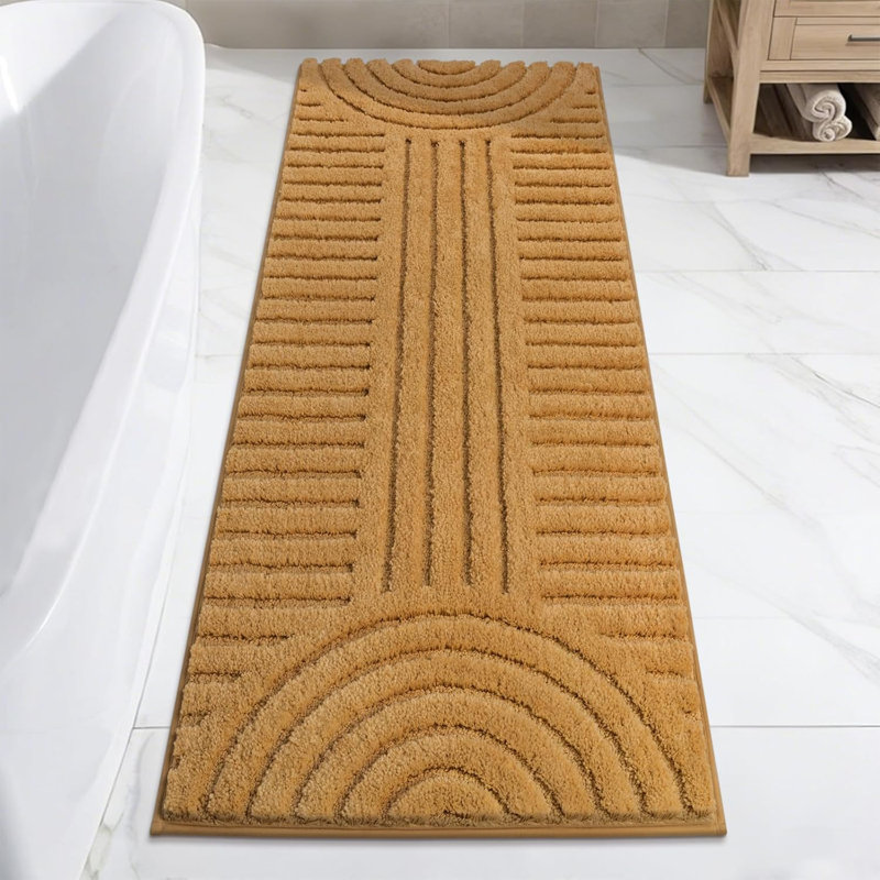 Soft Bathroom Runner Rugs Non Slip Boho Bathroom Mats Microfiber Absorbent Carpet For Bath Room Machine Washable Shaggy Bath Rugs