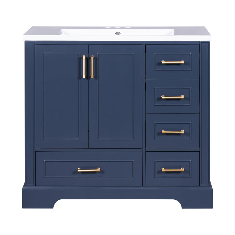 Ensemble de meuble-lavabo 36 po avec meuble-lavabo blanc, Bleu