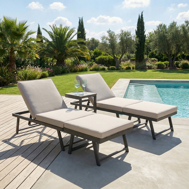 Monaco - Convertible into 2 Sun Loungers - Modular Corner Garden Sofa Set, Grey, Black