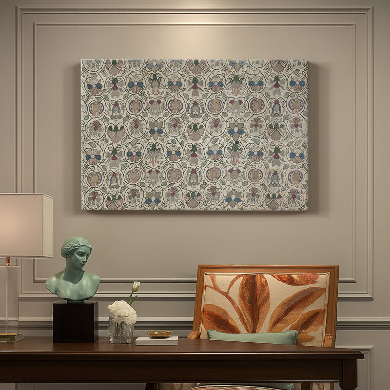 Motif floral répétitif - William Morris - Toile tendue avec châssis-c. Fin du 19e siècle, 8 x 12
