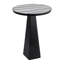 Élégante table d'appoint décorative avec plateau en marbre bicolore pour la décoration intérieure - table de bout ou bureau étroite - 23 po, noir et blanc