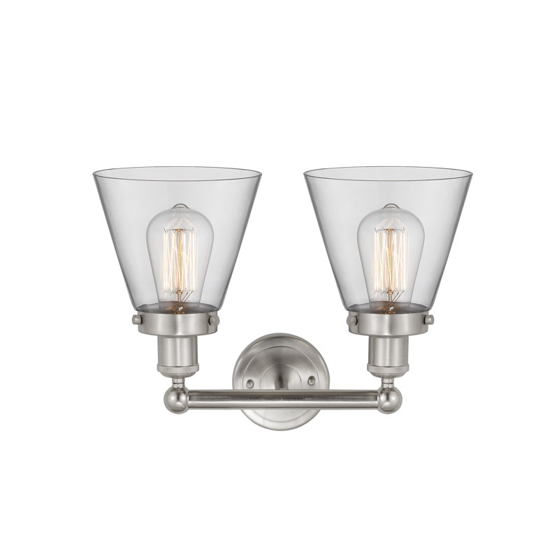 Éclairage pour meuble-lavabo à 2 lumières à intensité variable Cornville, Transparent, Nickel satiné brossé