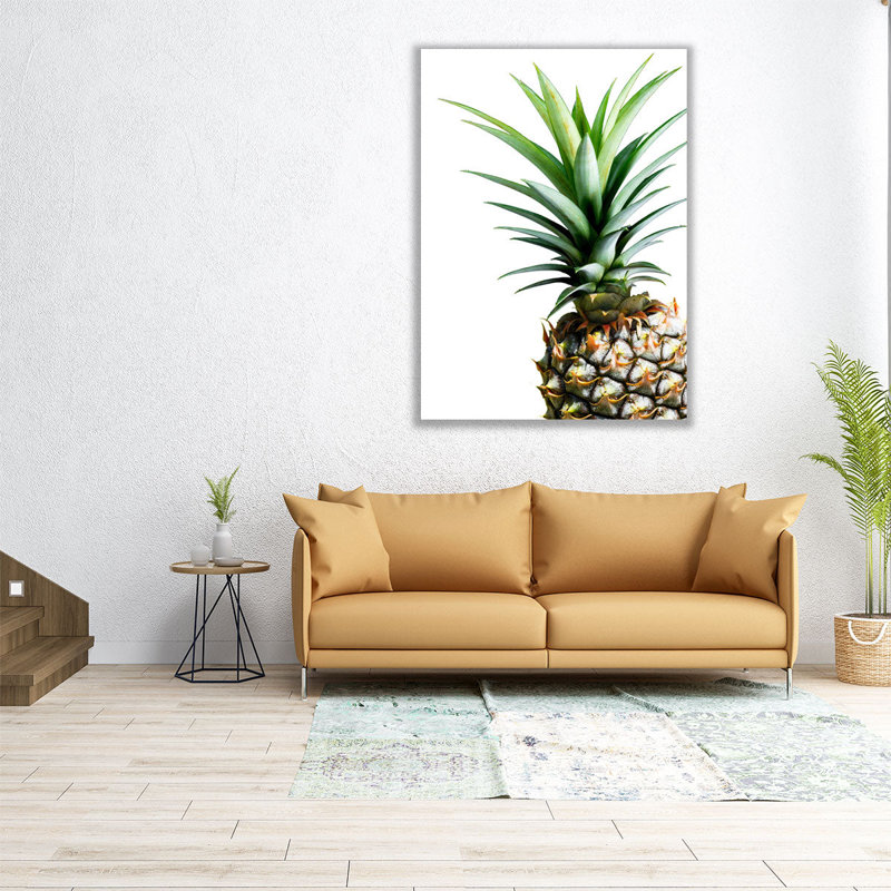 Ananas sur blanc - reproduction d'art sur toile, H 24 po x l 18 po