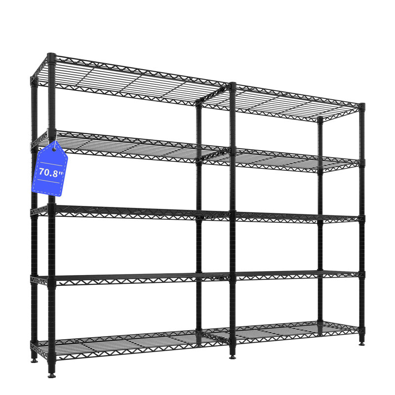 Étagère à 5 niveaux en métal robuste, support de rangement réglable de l 71 po, capacité de 1325 lb pour le garde-manger de garage