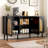 56" 3-Door Sideboard Cabinet Buffet With Rattan Door