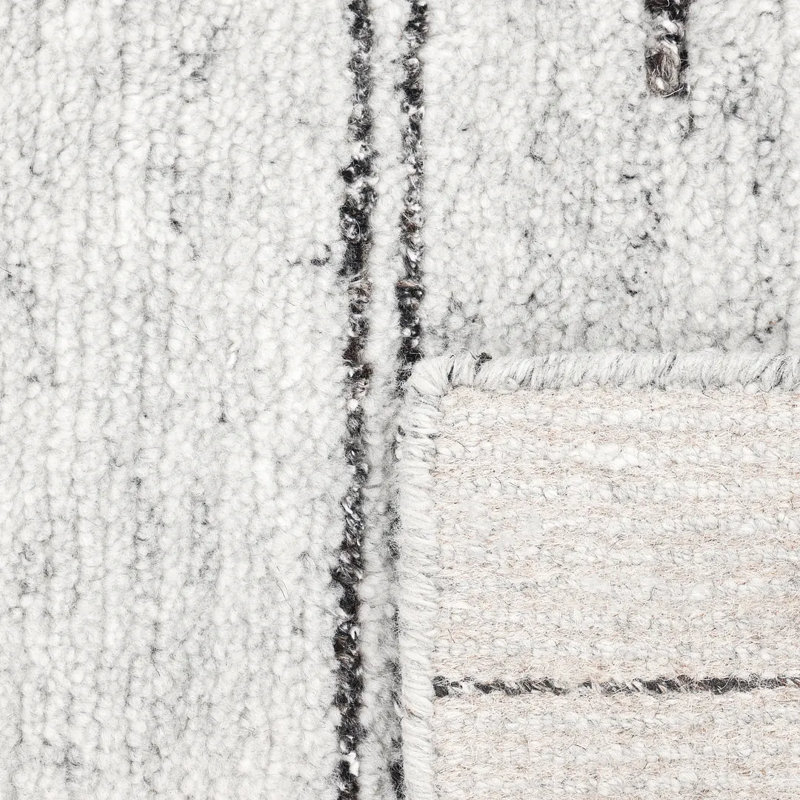 Abstract Area Rug in Light Gray/Black, Rectangle 9' x 12'