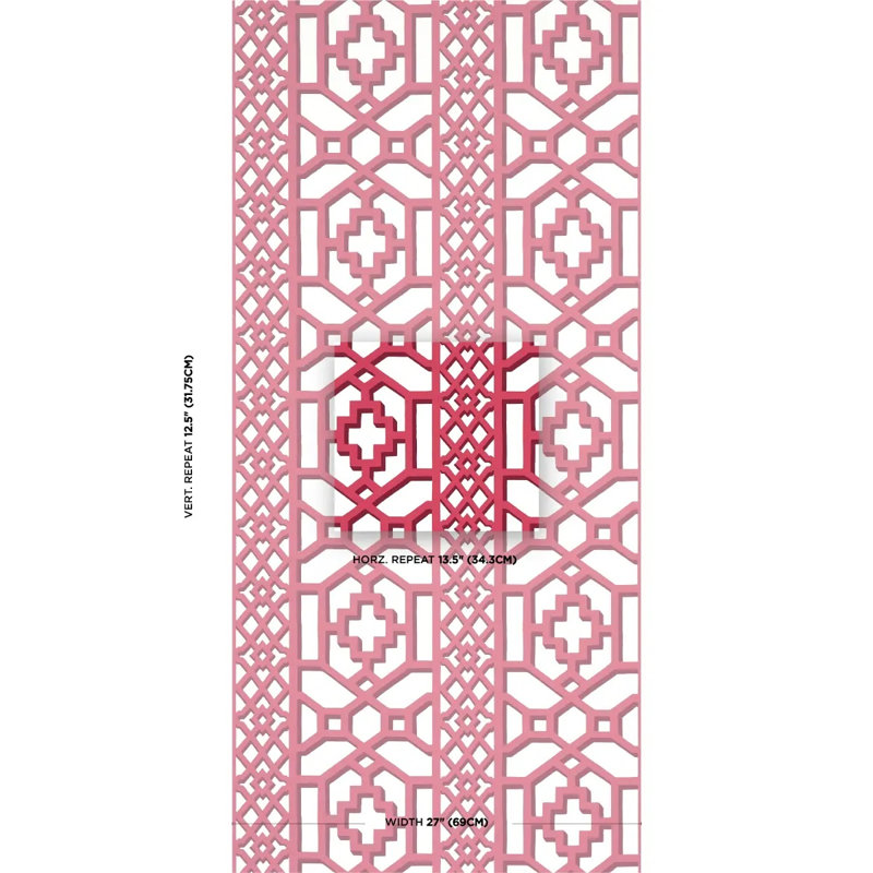 Zanzibar Trellis Wallpaper, Laquer Red
