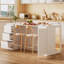 Îlot de cuisine 78,7 po avec grands tiroirs et armoires, armoire de cuisine avec lumières DEL, blanc