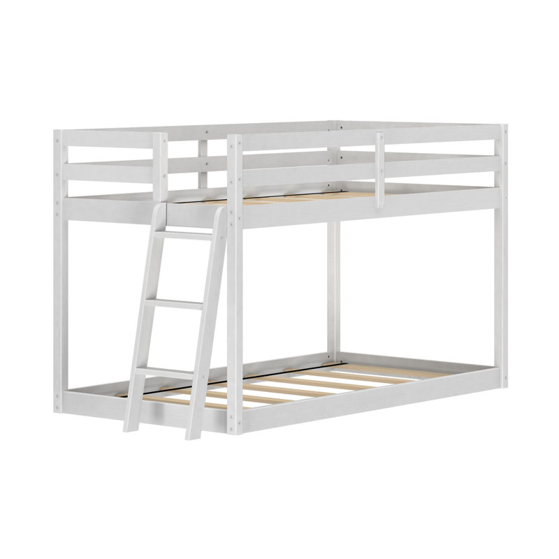 Kentin Twin Over Twin Low Bunk Bed, Brushed White