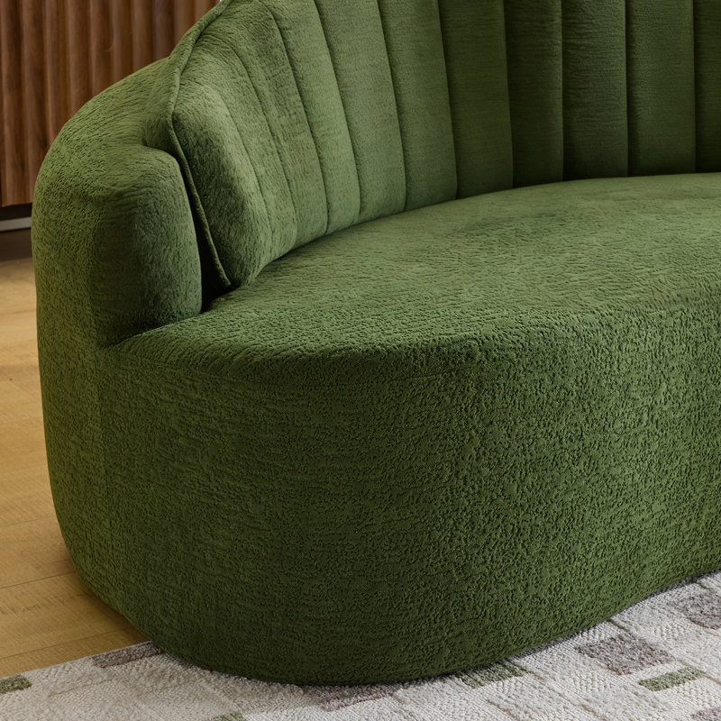 Deux places incurvées avec chenille, amovibles, confortables pour une assise à long terme, style rétro, appartements convenables en chenille, doux et doux, assise moyenne, idéal