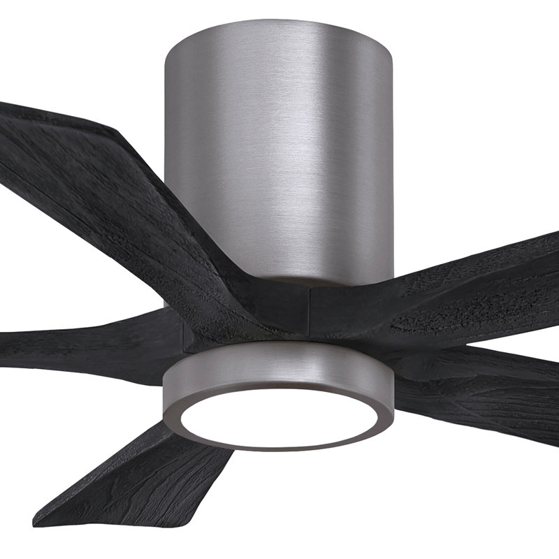 Irene Flushmount Light Kit 5 Blade LED Ceiling Fan, Brushed Pewter, Matte Black, 42"