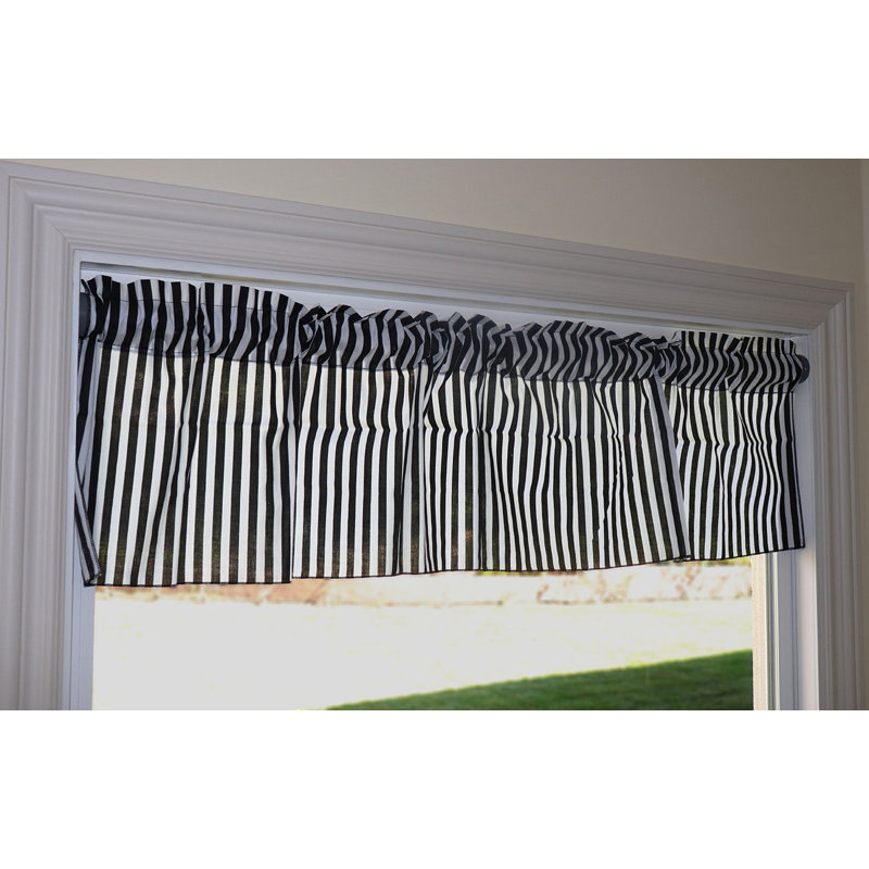 Cantonnière à rayures demi-pouce, L 58 po x L 24 po, Noir / blanc