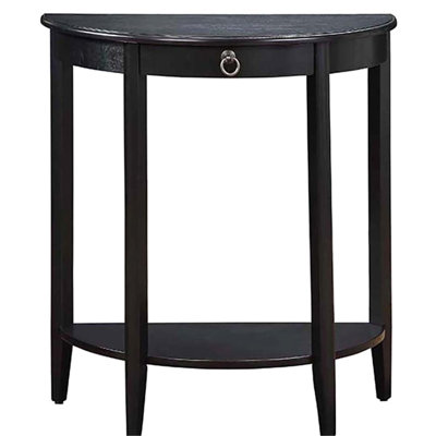 Black Half-moon Console Table - Enhances Room Ambiance With Storage Extra Shelf Space Style
