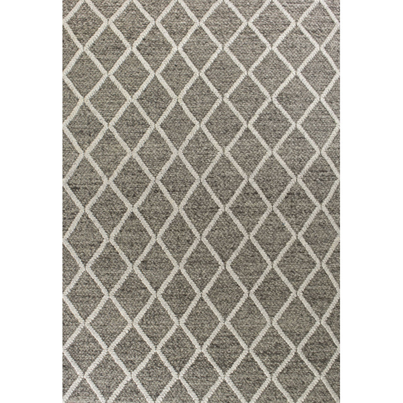 Dark Grey Hand Woven Diamond Pattern Indoor Area Rug, Rectangle 3'3" x 5'3"