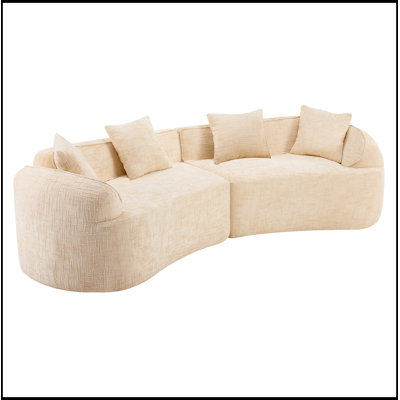 Chenille sectionals sofa with 4 pillows and soft seat