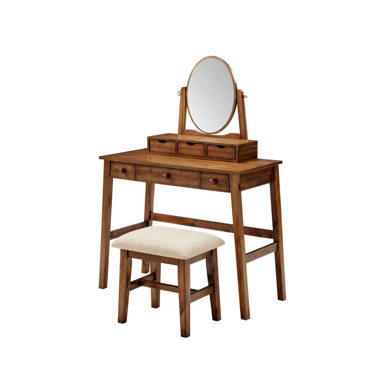 Crosstown Makeup Vanity Set with Stool