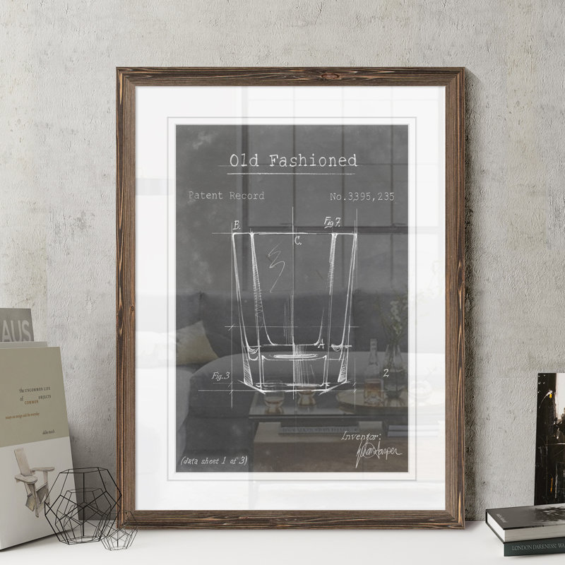 «Barware Blueprint I» par Paul Cezanne - reproduction d'art encadrée, H 22 po x l 18po x P 1,25 po, Papier encadré moka