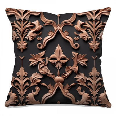 Coussins décoratifs ornés de damas bronze