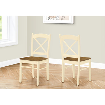 2 chaises d'appoint transitionnelles 2 pièces pour la salle à manger, bois massif de couleur crème et chêne, sièges confortables, construction de pattes avec espaces de salle à manger de style 2, couleurs, option de sièges relaxants, pieds robustes pour tous les espaces