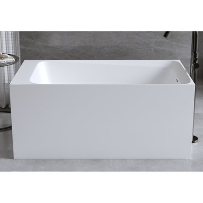 51'' Solid Surface Matte Tub, Freestanding Solid Surface Resin Stone Bathtub, Solid Surface Matte White Soaking Tub,Free Standing Tub With Overflow And Popup Drain, Matte White