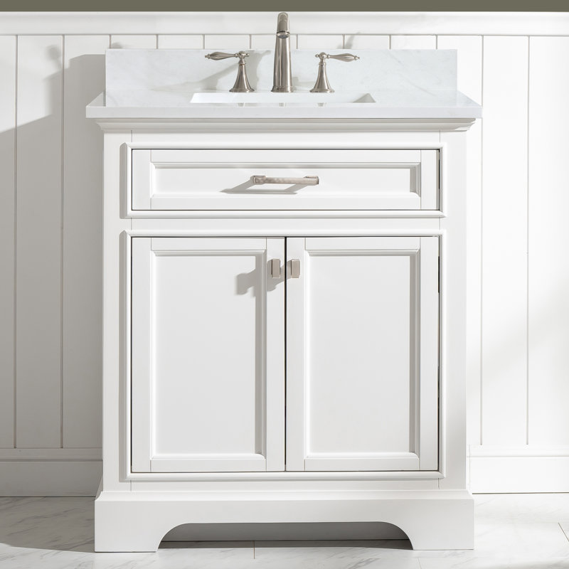 Ensemble de meuble-lavabo simple 30 po Arruda, Blanc, Nickel brossé