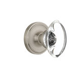 Classic Rosette with Oval Clear Crystal Door Knob